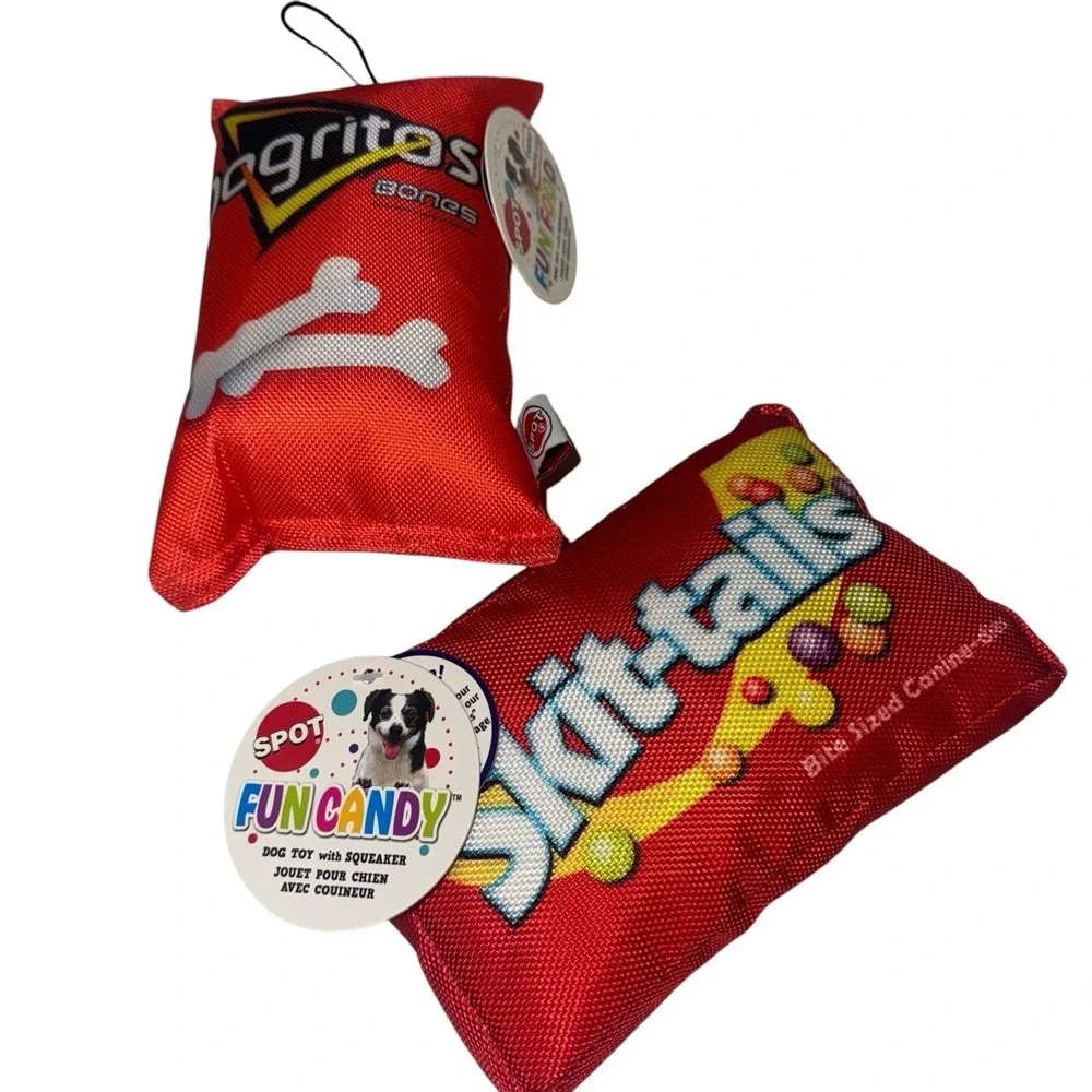 SPOT Fun Food Dogritos Red Bag Plush w/Squeaker Dog Toy 7